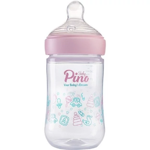 شیشه شیر پینو بیبی pinobaby مدل Natural sense ظرفیت 260 میلی لیتر رنگ صورتی