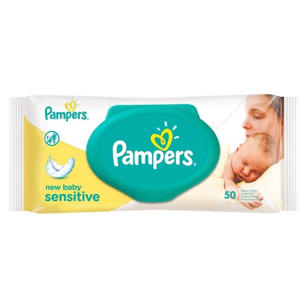 دستمال مرطوب کودک درب دار پمپرز Pampers مدل Sensitive بسته 50 عددی