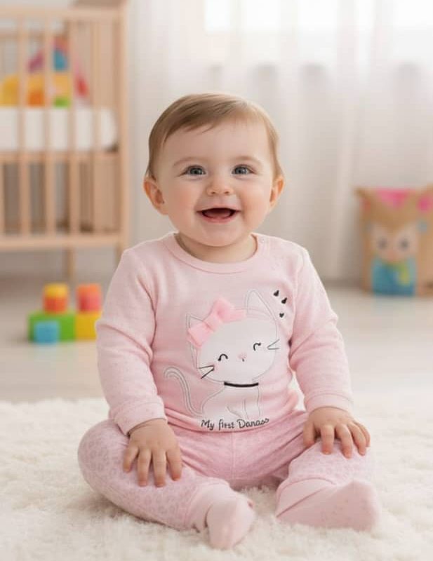 بلوز و شلوار کیتی صورتی از برند دانالو از نوزادی تا یک سال