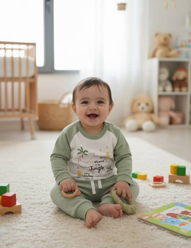 بلوز و شلوار دانالو رنگ سبز با طرح ماشین