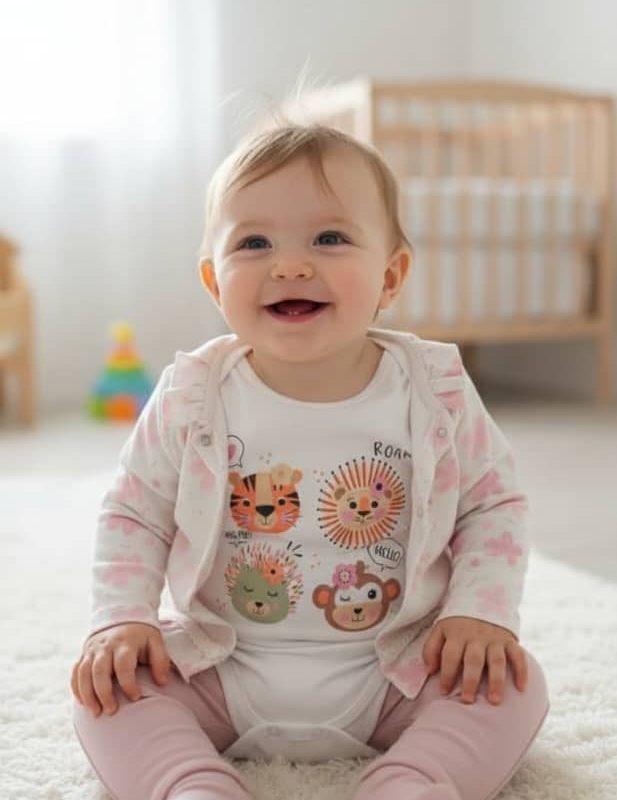 زیردکمه شلوار و کت صورتی رنگ نوزادی تا یک سال دخترانه