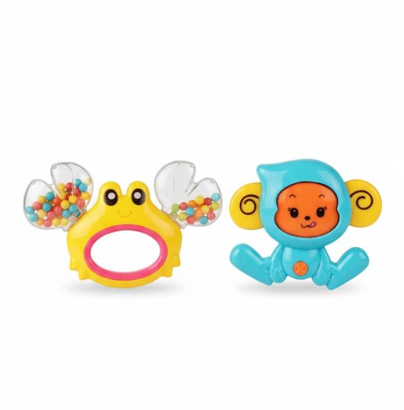 جغجغه دو عددی میمون و خرچنگ با کیفیت بالا و رنگ بندی جذاب