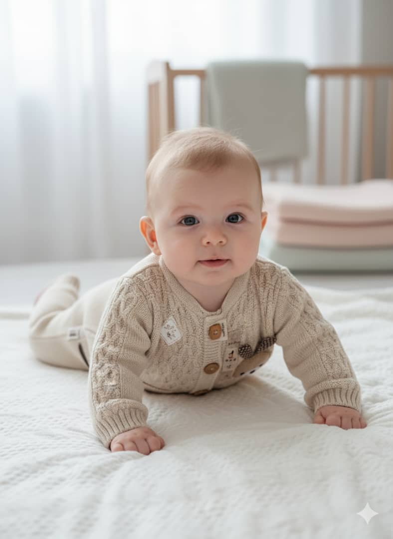 سرهمی بافت کرم رنگ نوزادی