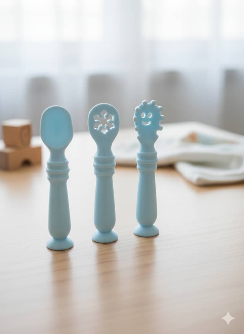 ست قاشق سیلیکونی پری اسپون تا 2سالگی طرح he or she - Image 3